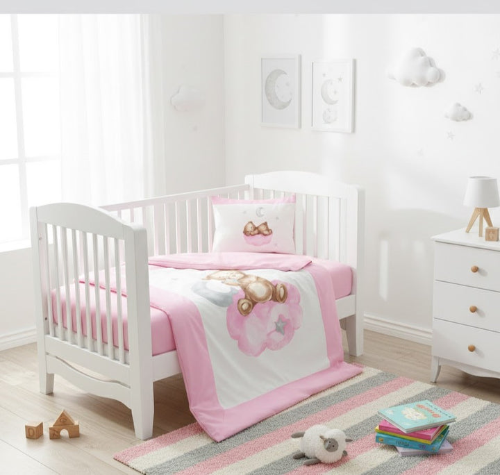 Rainy Βρεφικό σετ ύπνου 5 τεμαχίων Baby Bear One size ροζ