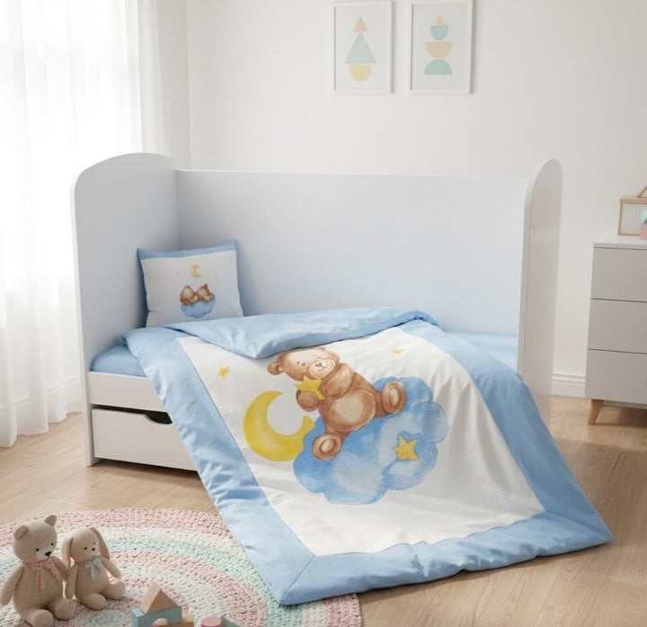 Rainy Βρεφικό σετ ύπνου 5 τεμαχίων Baby Bear One size μπλε