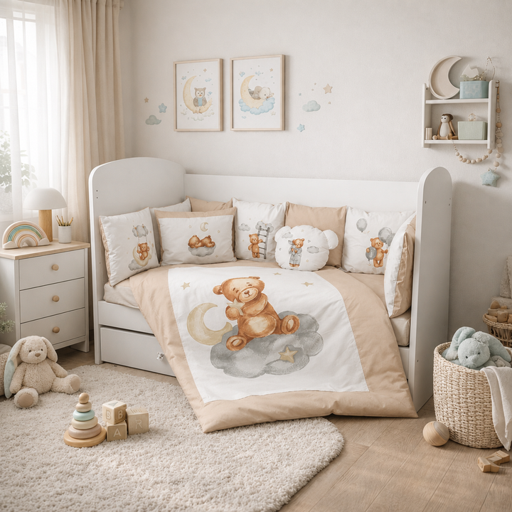Rainy Βρεφικό σετ ύπνου 7 τεμαχίων Baby Bear One size μπεζ