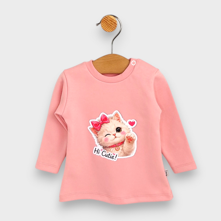 Rainy Бебешка блуза с дълъг ръкав Hi Cutie 62-92 см. пудра