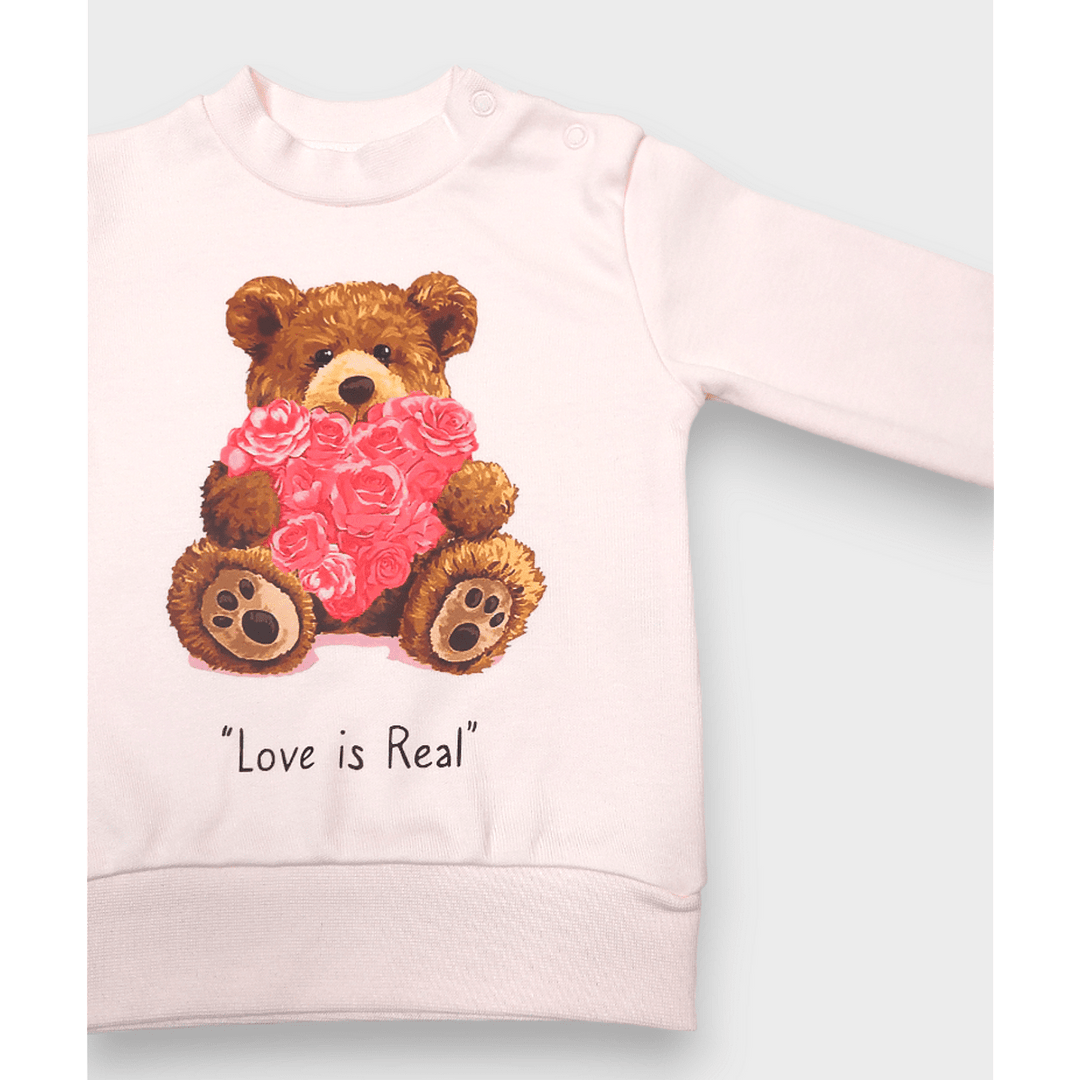 Rainy Βρεφική μπλούζα με μακριά μανίκια «Love is real» 62-92 εκ. ροζ