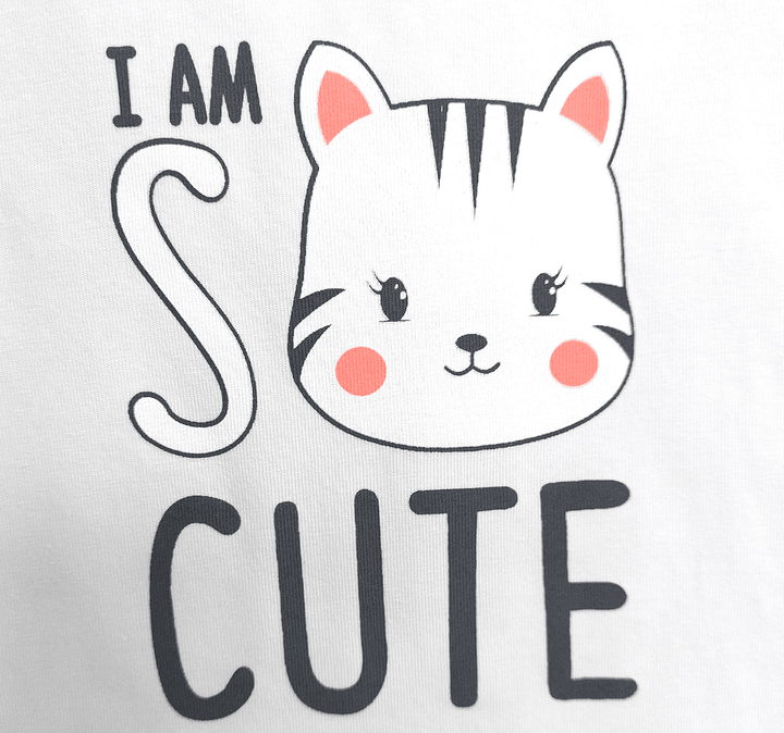 Rainy Βρεφική μπλούζα με κοντό μανίκι Cute Cat 62-86 εκ. λευκή