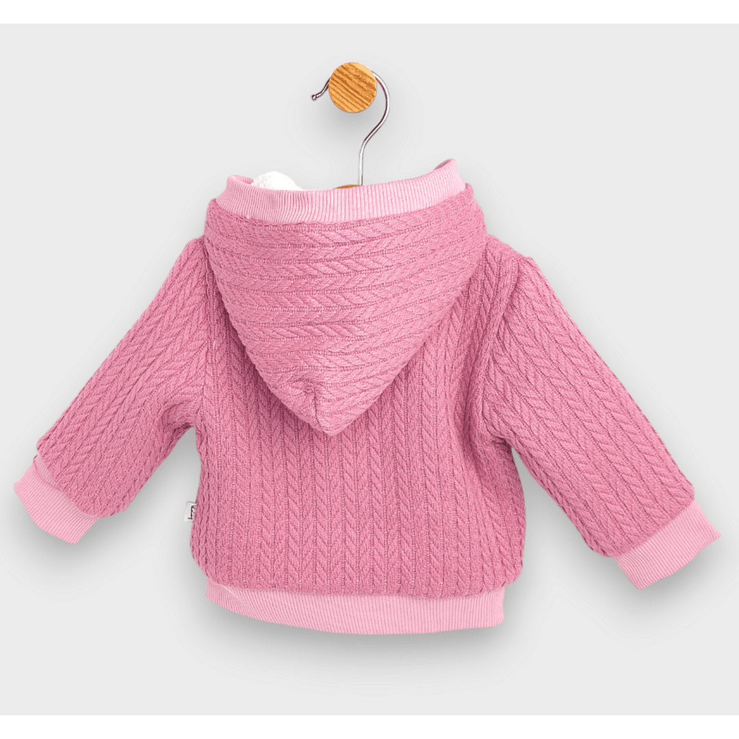 Rainy Βρεφική πλεκτή ζακέτα με κουκούλα 56-80 εκ. σταχτί ροζ