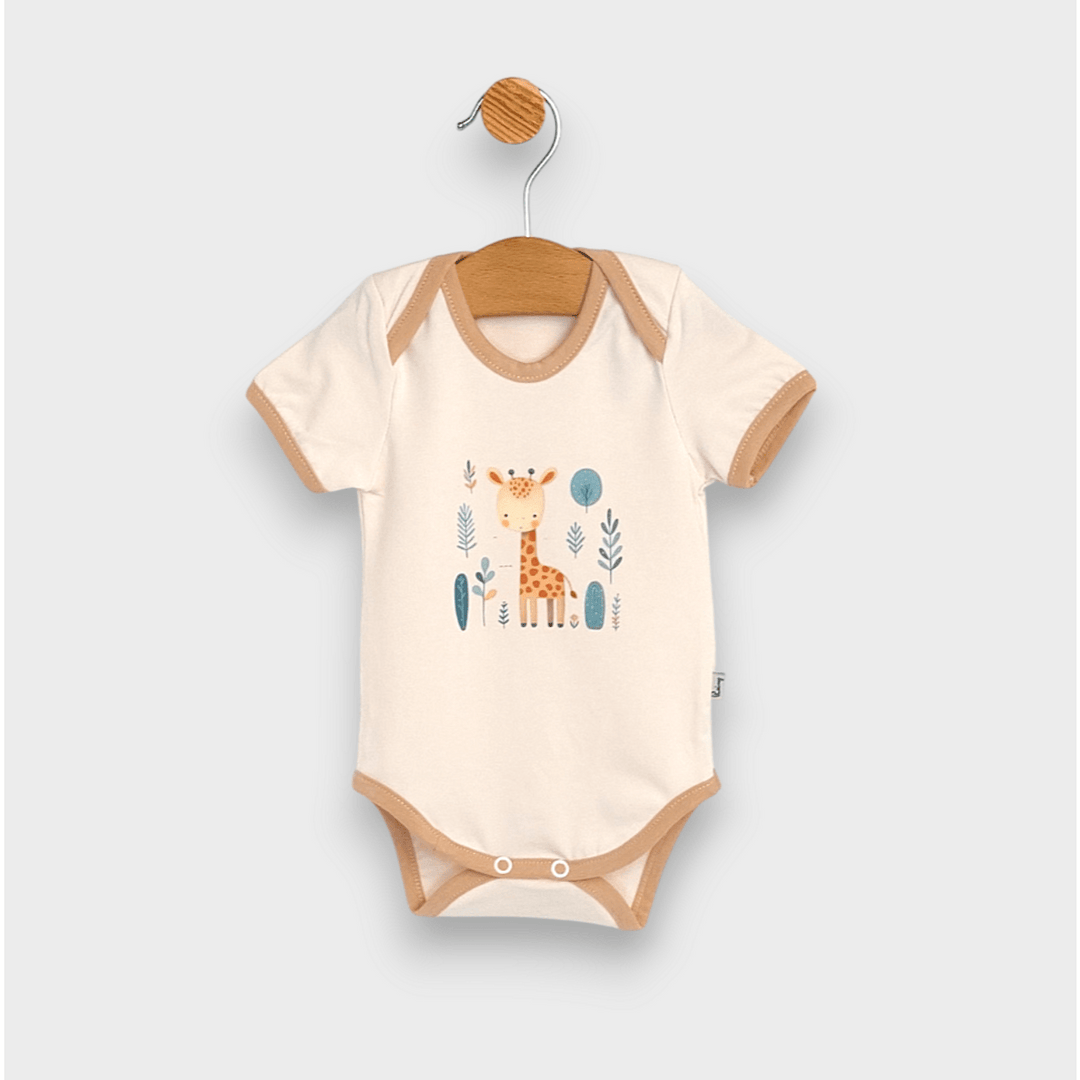 Rainy Βρεφικό σετ 3 τεμαχίων Baby giraffe 56-74εκ. μόκα