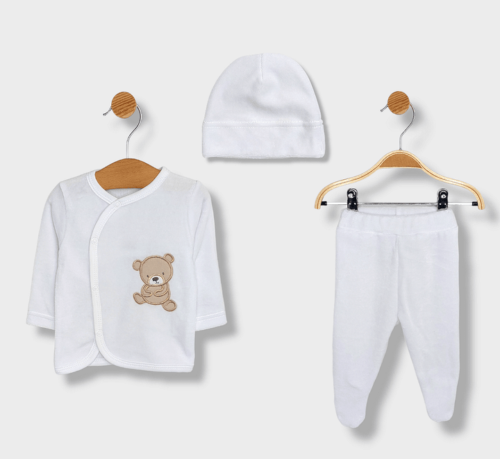 Rainy Βρεφικό σετ 3 τεμαχίων Little Bear and Rabbit 56-62 εκ. λευκό