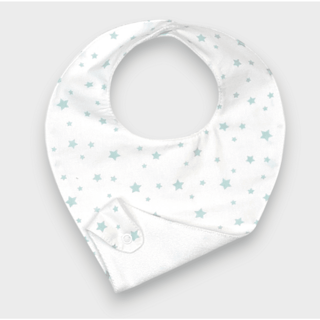 Rainy Αδιάβροχη βρεφική σαλιάρα-μπαντάνα με θήκη πιπίλας Μέντα αστέρια