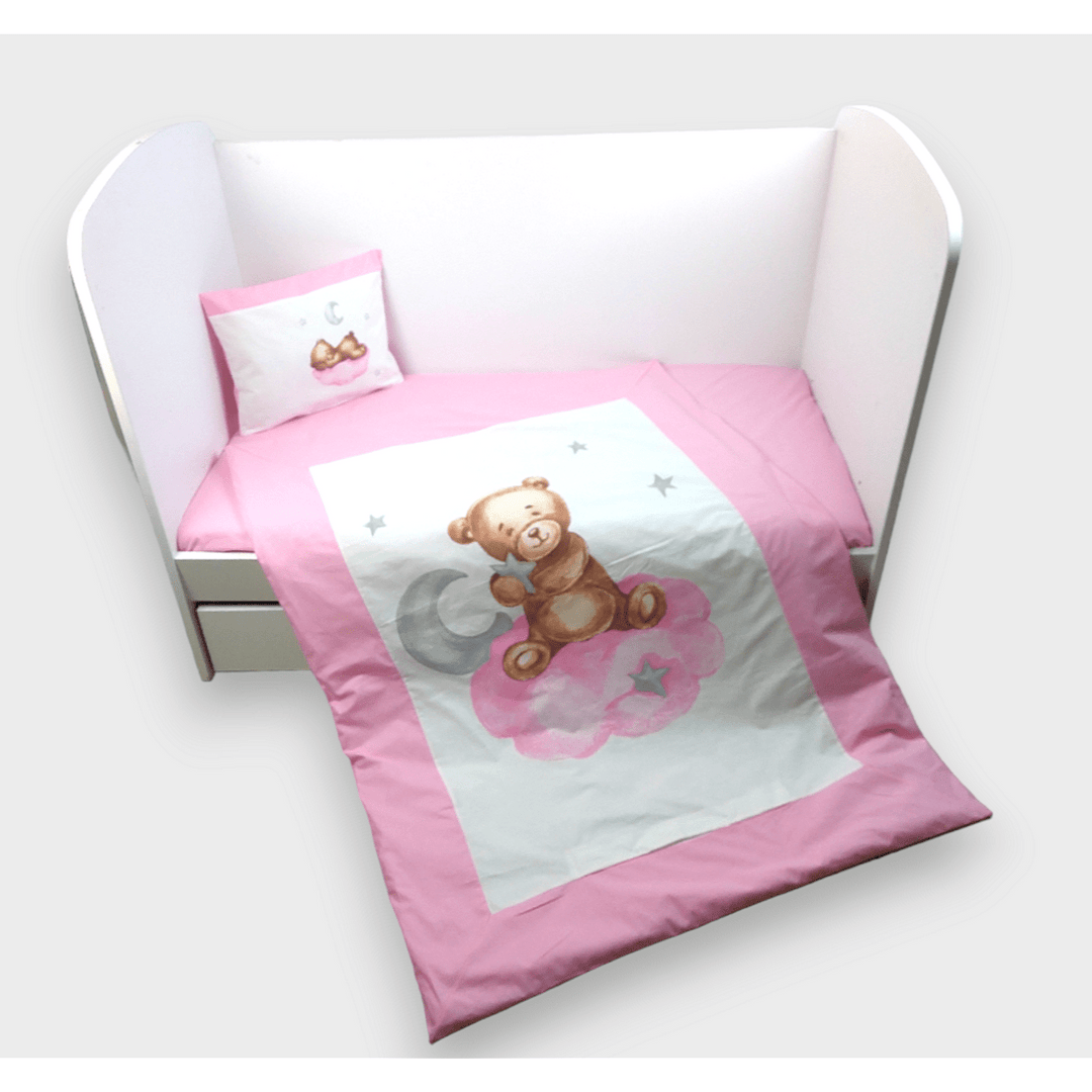 Rainy Βρεφικό σετ ύπνου 5 τεμαχίων Baby Bear One size ροζ