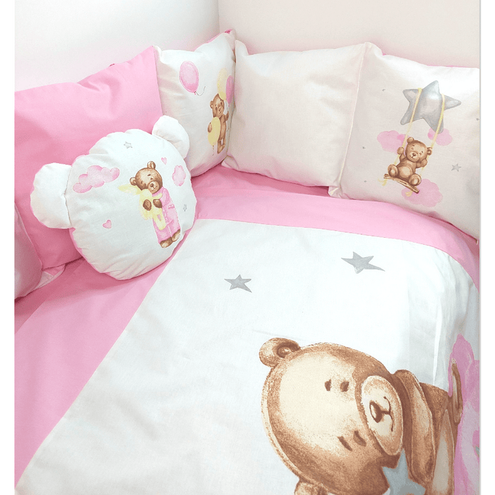 Rainy Βρεφικό σετ ύπνου 7 τεμαχίων Baby Bear One size ροζ