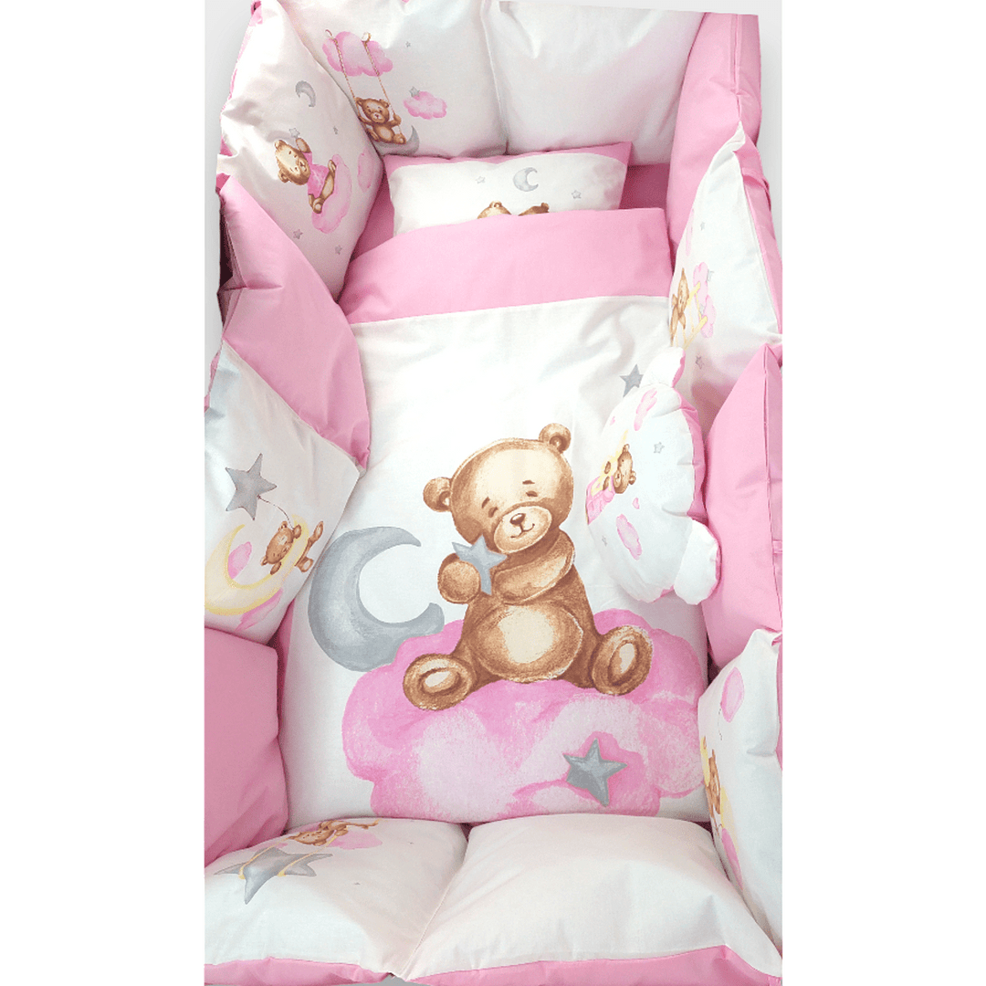 Rainy Βρεφικό σετ ύπνου 7 τεμαχίων Baby Bear One size ροζ