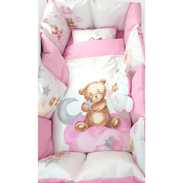 Rainy Βρεφικό σετ ύπνου 7 τεμαχίων Baby Bear One size ροζ