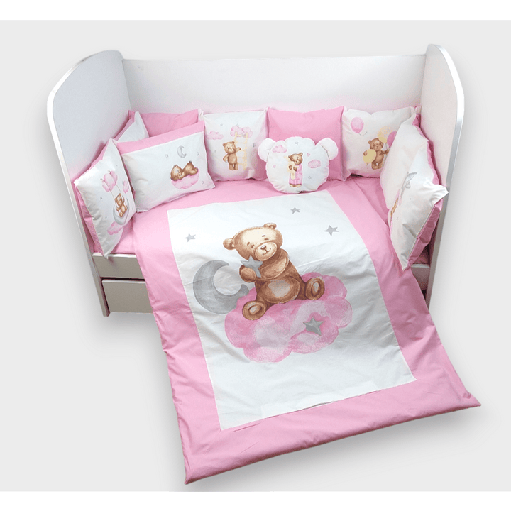 Rainy Βρεφικό σετ ύπνου 7 τεμαχίων Baby Bear One size ροζ