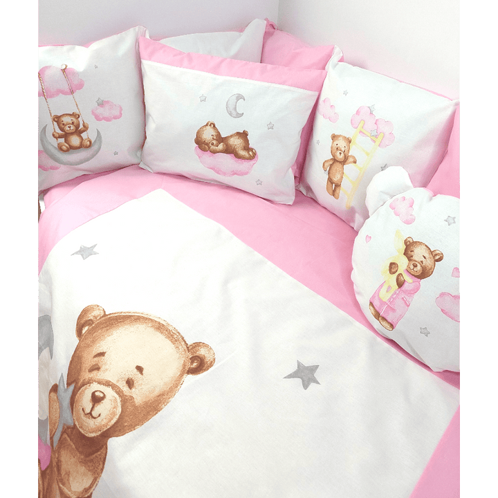 Rainy Βρεφικό σετ ύπνου 7 τεμαχίων Baby Bear One size ροζ