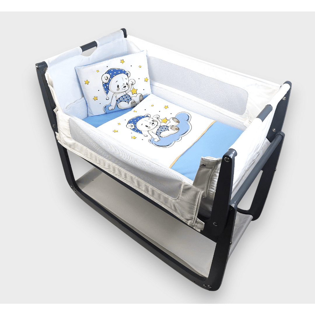 Rainy Βρεφικό σετ ύπνου για mini λίκνο και κούνια Μπλε αρκουδάκι
