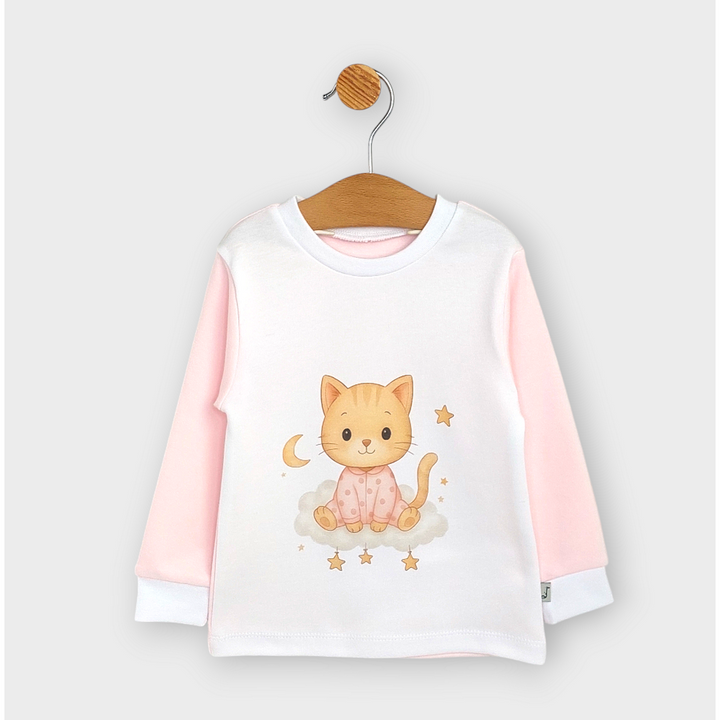 Rainy Детска пижама с дълъг ръкав Cat 80 - 104 см. розов