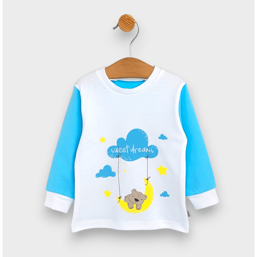 Rainy Παιδική πιτζάμα με μακριά μανίκια Sweet dreams 74 - 110 εκ. λευκό/τιρκουάζ