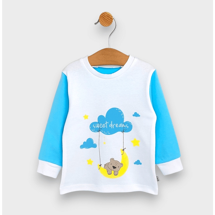 Rainy Παιδική πιτζάμα με μακριά μανίκια Sweet dreams 74 - 110 εκ. λευκό/τιρκουάζ