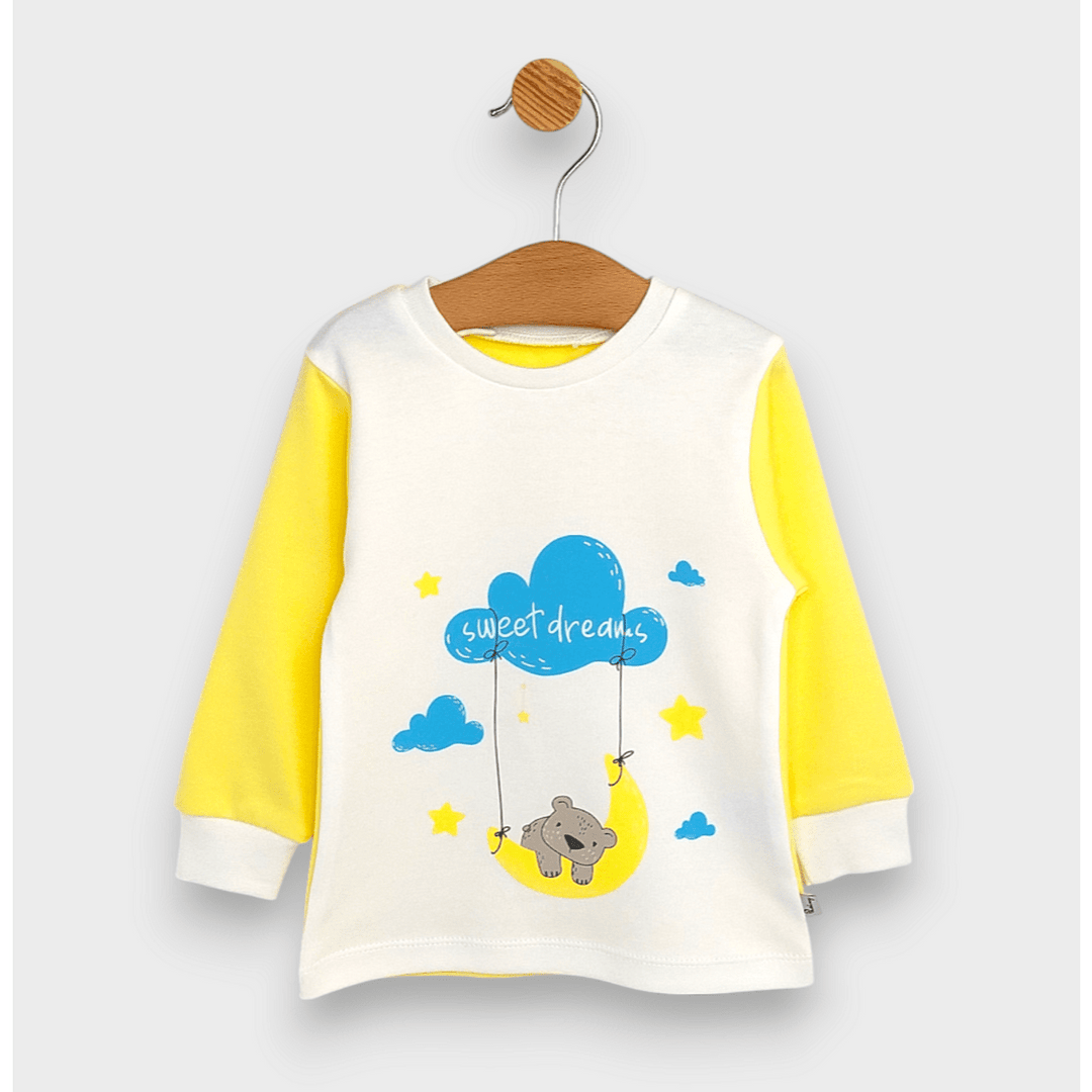 Rainy Παιδική πιτζάμα με μακριά μανίκια Sweet dreams 74 - 110 εκ. εκρού/κίτρινο